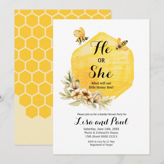 Fijne botanische gender bij bijen onthullen kaart (Voorkant / Achterkant)