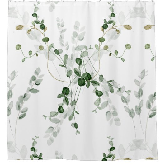 Fijne botanische groene bladeren douchegordijn (Voorkant)