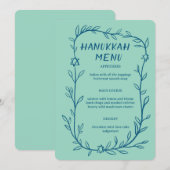 Fijne botanische Hanukka-feestdiner Aangepast Menu (Voorkant / Achterkant)