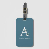 Fijne botanische monogram bagagelabel (Voorkant (verticaal))