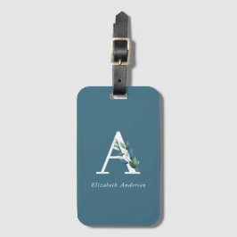 Fijne botanische monogram bagagelabel