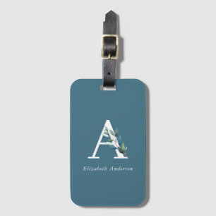 Fijne botanische monogram bagagelabel