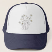 Fijne Botanische Schets van Wilde Bloem Trucker Pet (Voorkant)