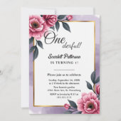 Fijne Botanische Waterverf Bloemen 1e verjaardag Kaart (Voorkant)