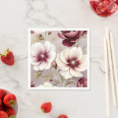 Fijne Bourgondische botanische bloem Servet (Insitu)