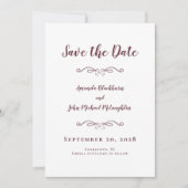 Fijne Bourgondische Script Romantische Kalligrafie Save The Date (Voorkant)