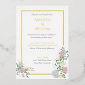 Fijne bruiloftsuitnodiging met goud folie uitnodiging (Voorkant)