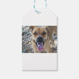 Fijne bruine hond met gevlekte tong cadeaulabel