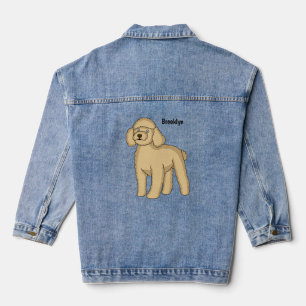 Fijne bruine poedel cartoon illustratie denim jacket
