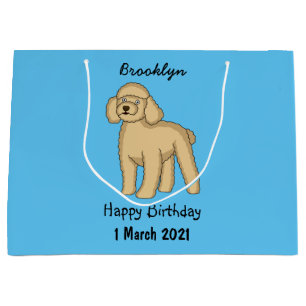 Fijne bruine poedel cartoon illustratie groot cadeauzakje