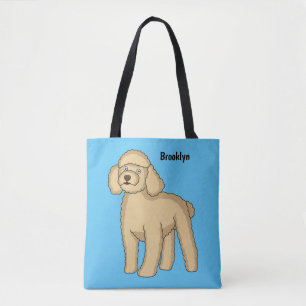 Fijne bruine poedel cartoon illustratie tote bag