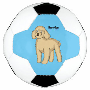 Fijne bruine poedel cartoon illustratie voetbal