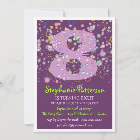 Fijne bubbels! Colorful Number Birthday Party Kaart (Voorkant)