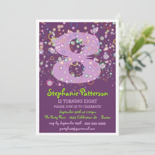 Fijne bubbels! Colorful Number Birthday Party Kaart (Staand voorkant)