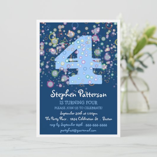 Fijne bubbels! Colorful Number Birthday Party Kaart (Staand voorkant)