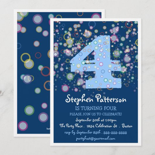 Fijne bubbels! Colorful Number Birthday Party Kaart (Voorkant / Achterkant)