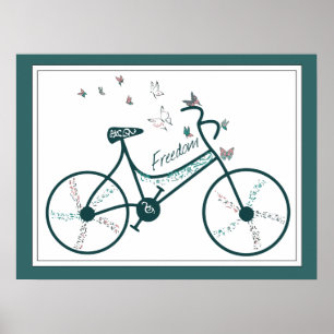 Fijne Butterflies Flowers en Freedom Bike-ventilat Poster