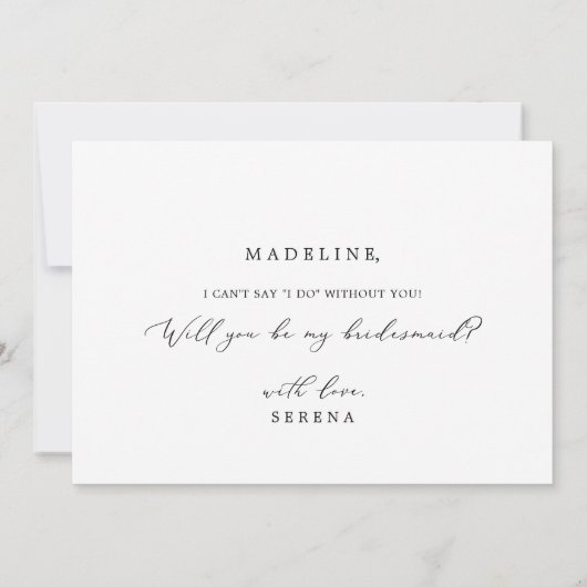 Fijne Calligrafie Bridesmaid-conceptkaart Kaart (Achterkant)