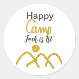 Fijne camping kampeerder één verjaardag kinderen g ronde sticker