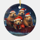 Fijne Capybara Kerstmis Keramisch Ornament (Voorkant)