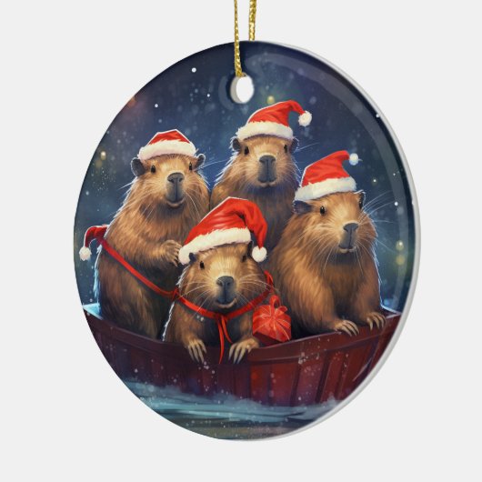 Fijne Capybara Kerstmis Keramisch Ornament (Links)