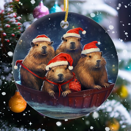 Fijne Capybara Kerstmis Keramisch Ornament