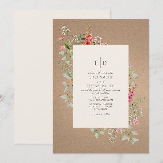 Fijne Cardstock Bloemstuk Bruiloft Kaart (Voorkant / Achterkant)