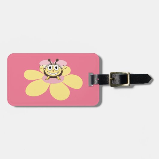 Fijne Cartoon Roze Gepersonaliseerde Kinderen Bagagelabel (Voorkant horizontaal)