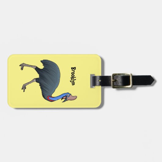 Fijne cartoon van de kasuivogel bagagelabel (Voorkant horizontaal)