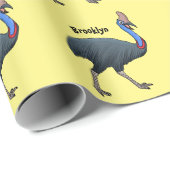 Fijne cartoon van de kasuivogel cadeaupapier (Rol Hoek)