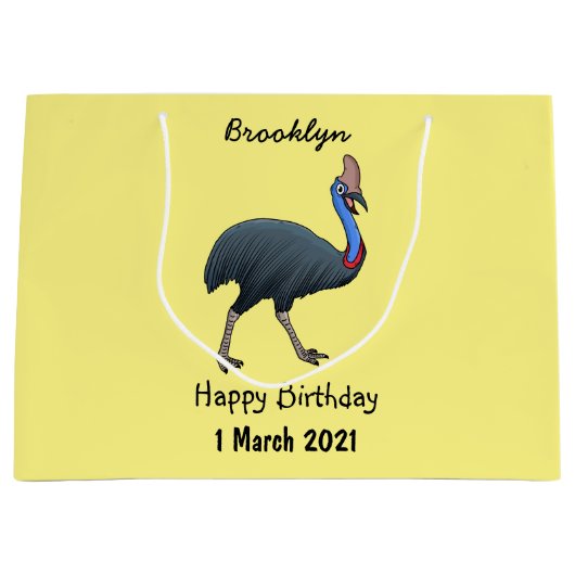 Fijne cartoon van de kasuivogel groot cadeauzakje (Voorkant)