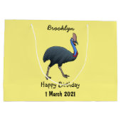 Fijne cartoon van de kasuivogel groot cadeauzakje (Achterkant)