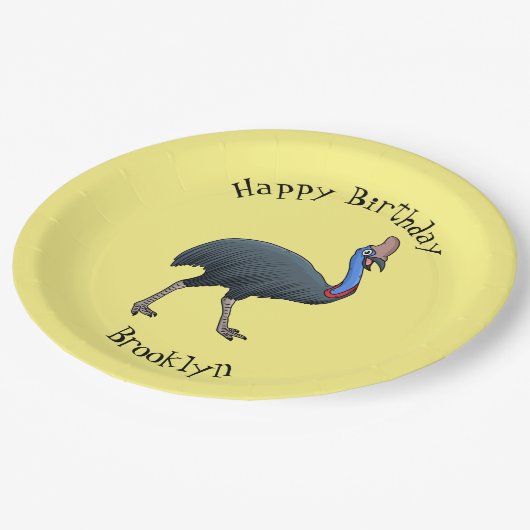 Fijne cartoon van de kasuivogel papieren bordje (Gekanteld)