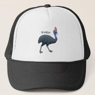 Fijne cartoon van de kasuivogel trucker pet