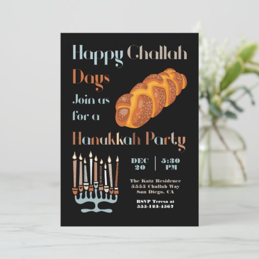 Fijne Challah Dag Chanoeka Party Kaart (Staand voorkant)