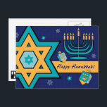 Fijne Chanoeka. Davidster, Menorah, Dreidels Feestdagenkaart<br><div class="desc">Fijne Chanoeka. Davidster,  Menorah en Dreidels ontwerp Briefkaart. Bijpassende kaarten,  feestuitnodigingen en geschenken beschikbaar in de Joodse Feestdagen / Chanoeka categorie van onze winkel.</div>