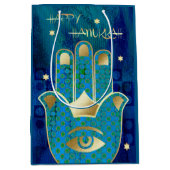 Fijne Chanoeka. Hamsa Lucky Symbool Medium Cadeauzakje (Voorkant)
