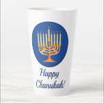 Fijne Chanoeka! Menorah Latte Mok<br><div class="desc">Fijne Chanoeka! Menorah Latte Mok Tekst bewerken om te personaliseren</div>