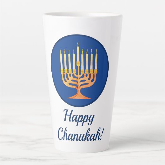 Fijne Chanoeka! Menorah Latte Mok (Voorkant)
