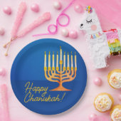 Fijne Chanoeka! Menorah Papieren Bordje (Feest)