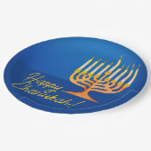 Fijne Chanoeka! Menorah Papieren Bordje (Gekanteld)