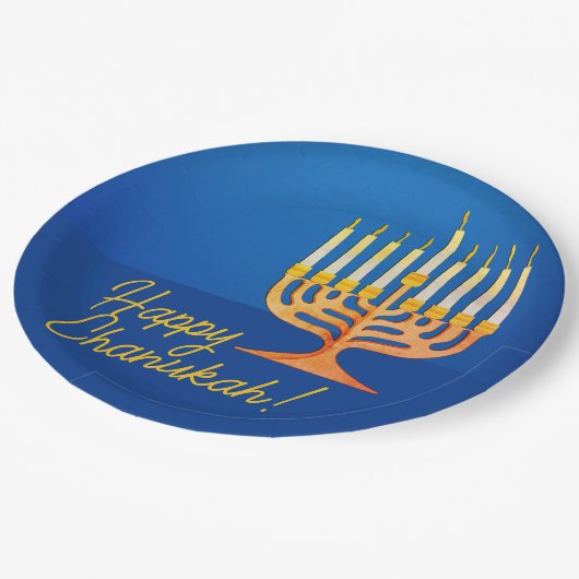 Fijne Chanoeka! Menorah Papieren Bordje (Gekanteld)