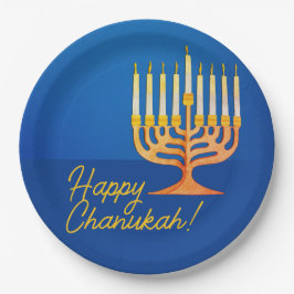 Fijne Chanoeka! Menorah Papieren Bordje