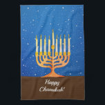 Fijne Chanoeka! Menorah Theedoek<br><div class="desc">Fijne Chanoeka! Menorah keukenhanddoek Tekst bewerken om te personaliseren</div>