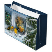 Fijne Chanoeka. Winterscène schilderen Large Cadeautasje (Voorkant Gekanteld)