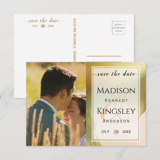 Fijne Chartreuse 🤵 Knappe & Stijlvolle Budget Bru Save The Date (Voorkant / Achterkant)