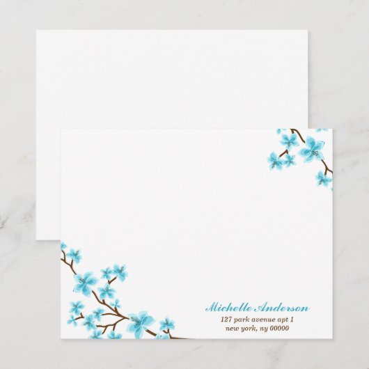 Fijne Cherry Blossom, aangepaste platte notitiekaa Kaart (Voorkant / Achterkant)