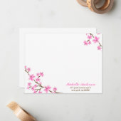 Fijne Cherry Blossom, aangepaste platte notitiekaa Notitiekaartje (Voorkant / Achterkant in situ)