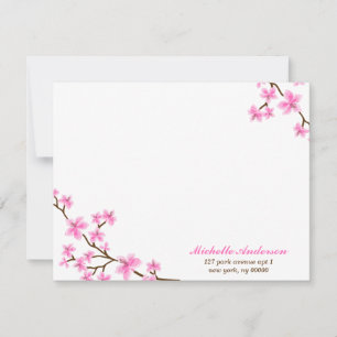Fijne Cherry Blossom, aangepaste platte notitiekaa Notitiekaartje