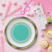 Fijne China Illusie - Wit, Aqua, Geborsteld Goud Papieren Bordje (Feest)